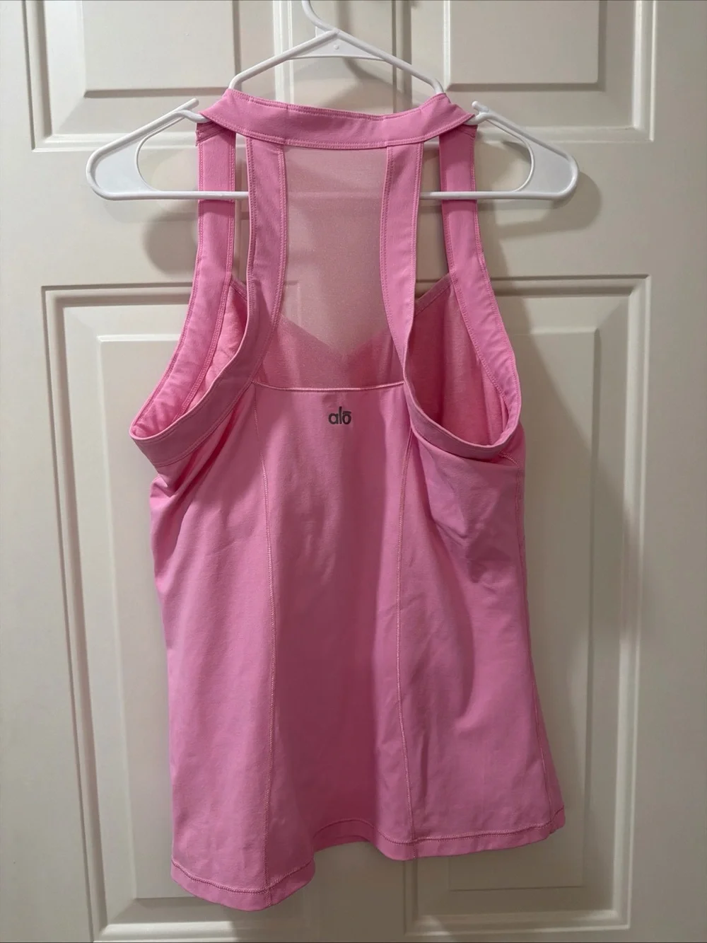 ALO Yoga Women's Light Pink Mesh-Back Tank Top Sz XL